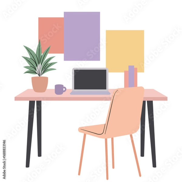 Fototapeta Workspace Setup Home Office for Productive Remote Work Environment