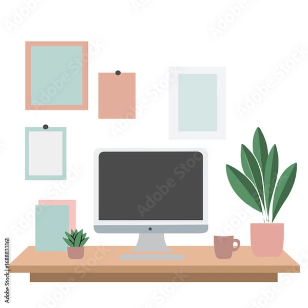 Fototapeta Workspace Setup Home Office for Productive Remote Work Environment