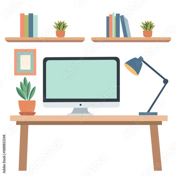 Fototapeta Workspace Setup Home Office for Productive Remote Work Environment