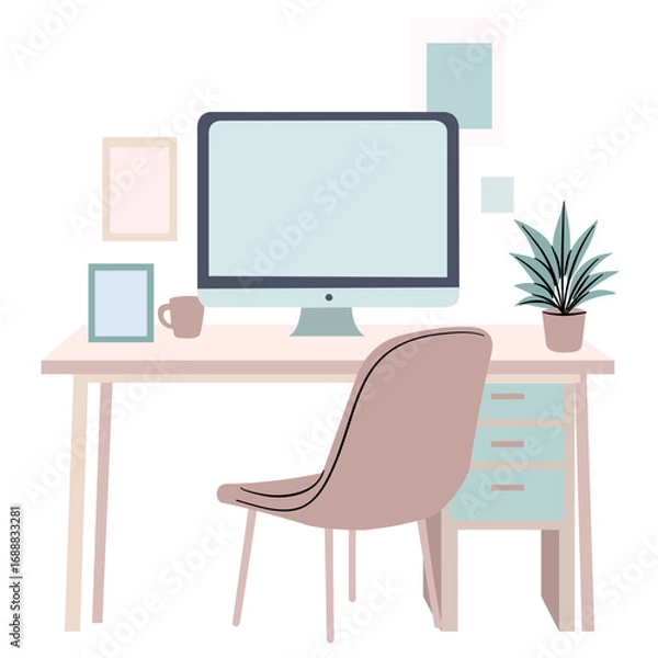 Fototapeta Workspace Setup Home Office for Productive Remote Work Environment