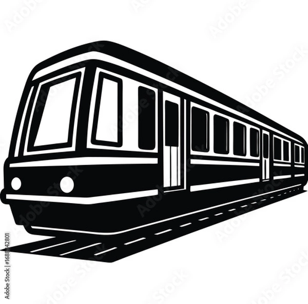 Fototapeta Urban transport including trains, buses, and metro vehicles in motion on tracks and roads