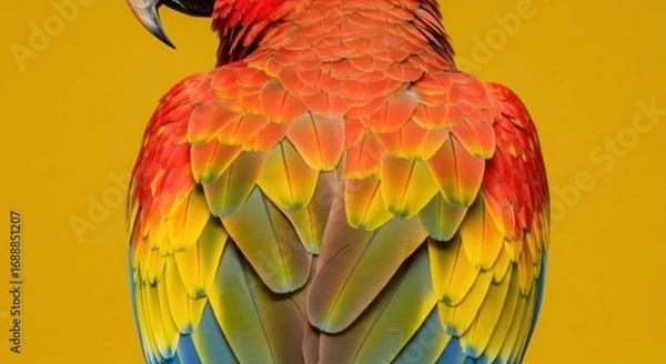 Obraz Close-up of a koi fish tail, displaying vibrant orange and white patterns, against a dark background.