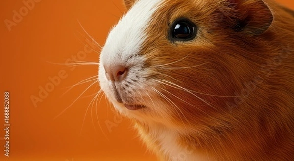 Obraz Close-up of a koi fish tail, displaying vibrant orange and white patterns, against a dark background.