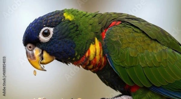 Obraz Close-up of a koi fish tail, displaying vibrant orange and white patterns, against a dark background.