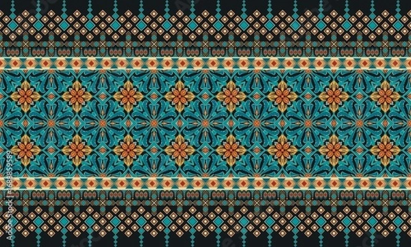 Fototapeta ethnic mosaic seamless set geometric tribal oriental ikat folklore diamonds traditional seamless pattern design for background carpet wallpaper clothing fabric wrapping print