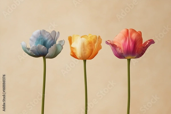 Fototapeta Colorful spring tulips on display