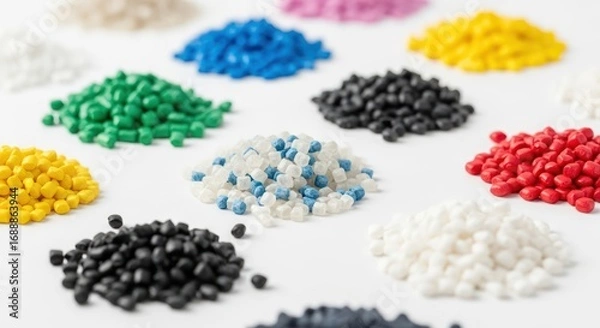 Obraz Colorful Plastic Pellets - Raw Material for Manufacturing Diverse Products.