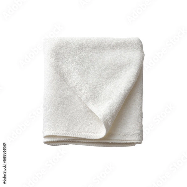 Fototapeta Folded White Cotton Hand Towel, Soft and Fluffy Bath Towel, Clean and Fresh Textile