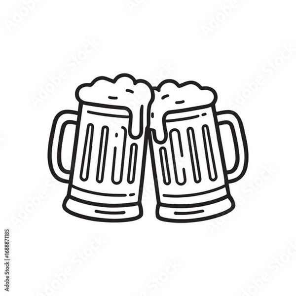 Obraz Vector cartoon icon of a foamy pint glass of cold lager beer with a handle