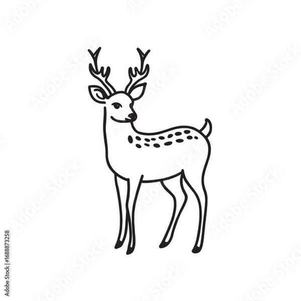 Obraz A silhouette vector illustration of a wild stag with large antlers, perfect for a nature-themed design