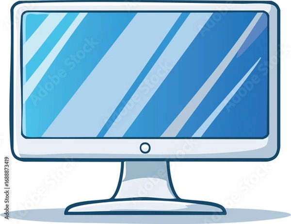 Fototapeta A simple cartoon illustration of a modern computer monitor with a light blue screen.