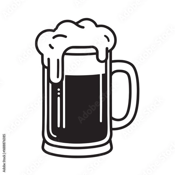 Obraz A vector illustration of a cold beer mug with frothy foam, perfect for a bar or pub design