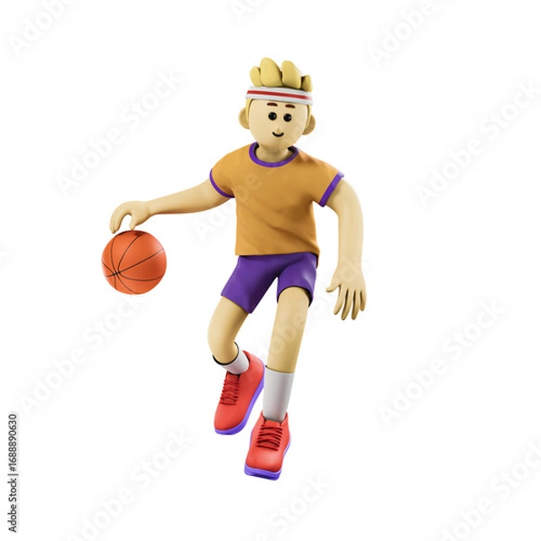 Obraz boy playing basketball character 3d illustration