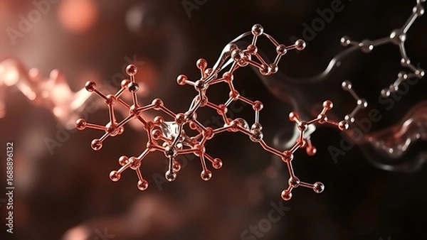 Fototapeta A molecular structure transitioning from rigid to fluid, illustrating the process of digestive transformation.