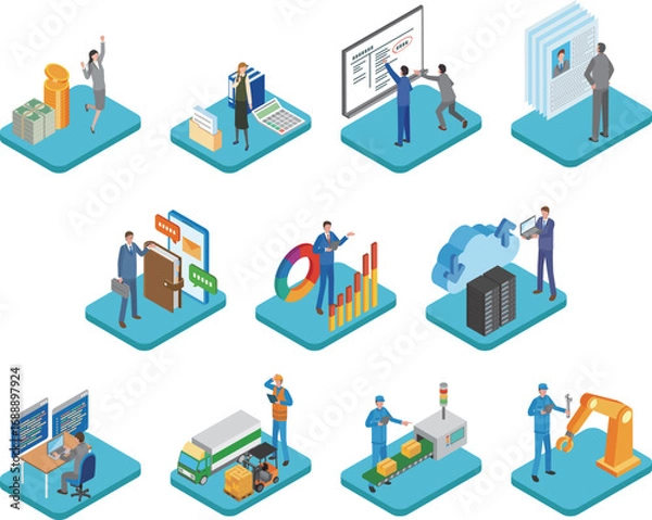 Obraz 企業内各部署のイメージイラスト