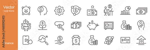 Fototapeta Finance Icon - Vector Line. Editable Stroke.