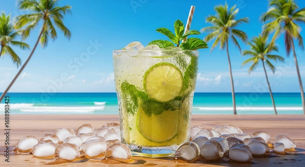 Fototapeta lime juice sparkling