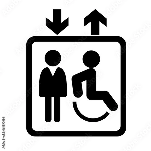 Fototapeta logo ascenseur,  personne handicapée