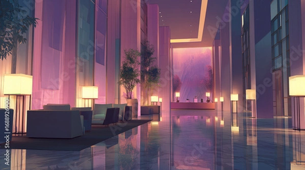 Obraz Luxurious Modern Lobby wit Elegant Lighting