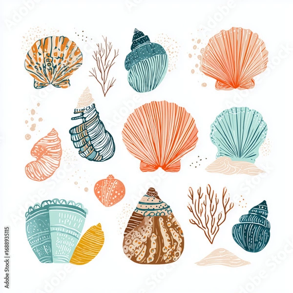 Fototapeta sea shells collection