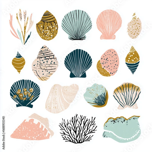 Fototapeta sea shells collection
