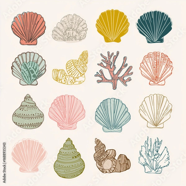 Fototapeta sea shells collection