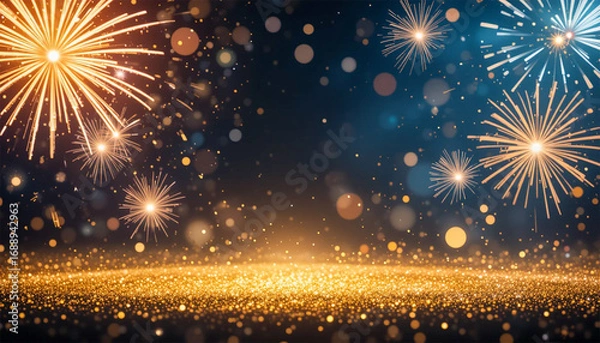 Obraz Fireworks in the night sky background, Diwali Festival Backdrop