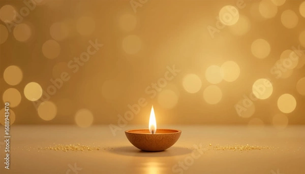 Fototapeta Golden Diwali Candel Background with Space for Text