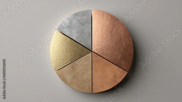 Obraz Solid gold and copper pie chart with metallic segments
