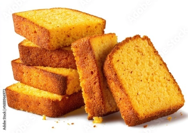 Fototapeta Stack of golden cornbread slices