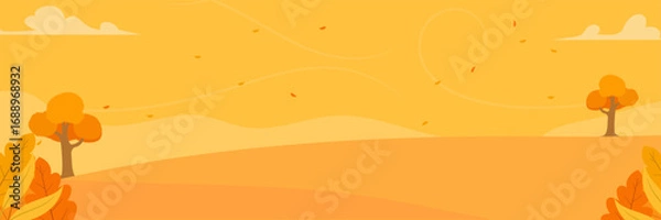 Fototapeta flat illustration design background with autumn scenery theme
