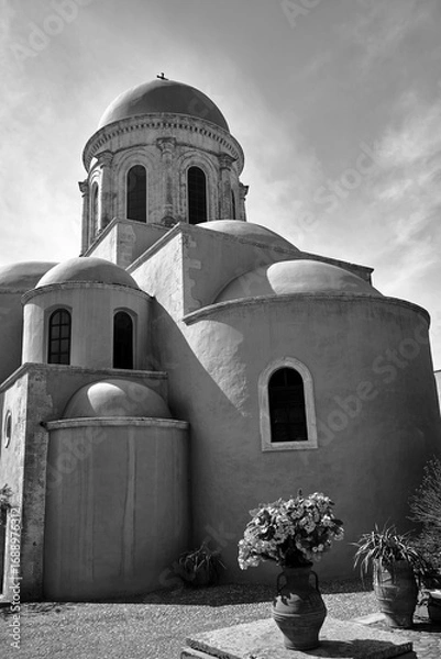 Fototapeta domes of a historic Orthodox church in the historic monastery of Agia Triada on the island of Crete