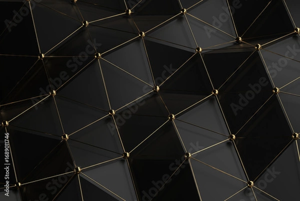 Fototapeta Black and gold geometric abstract pattern for modern interior design and architectural projects. 3d render