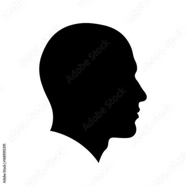 Fototapeta Silhouette of a mans head isolated on white background in profile view