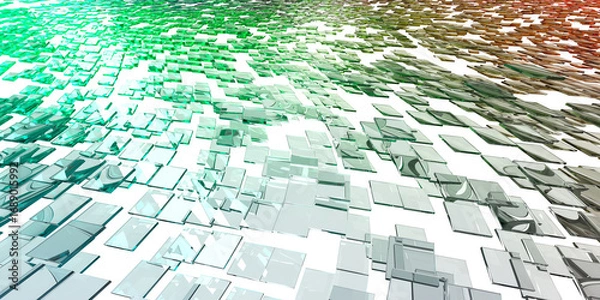 Fototapeta Abstract geometric glass tiles in gradient pattern for modern interior design. 3d render