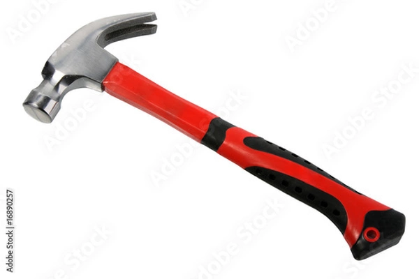 Obraz Single metal hammer with red-black handle.