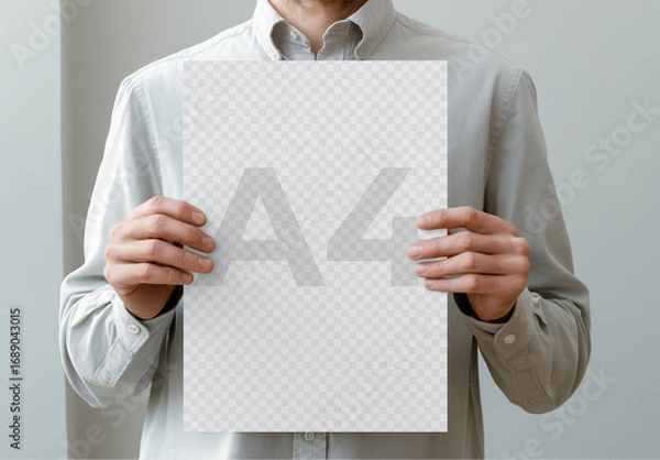 Obraz Person Holding A4 Document Mockup