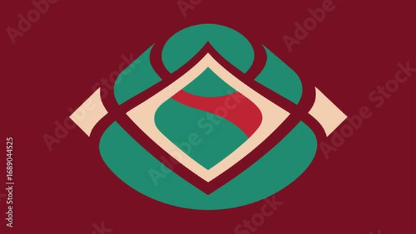 Fototapeta Geometric Abstract Symbol with Organic Shapes in Red Green and Beige logo