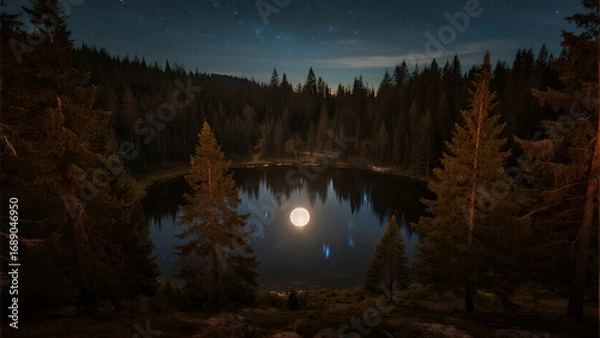 Obraz night in the forest 4364346