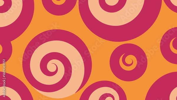 Fototapeta Pink and orange retro swirl pattern abstract background
