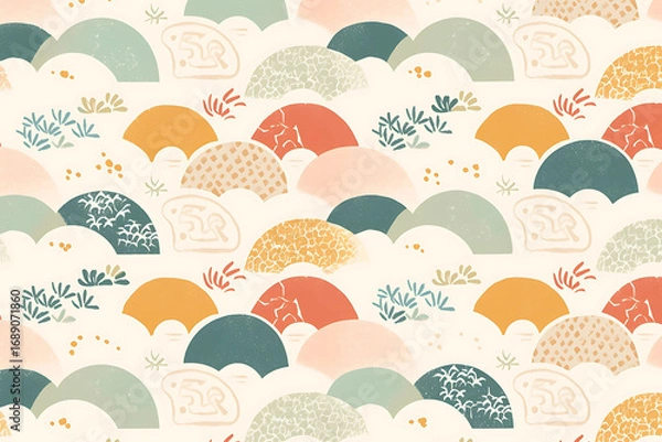 Obraz 和柄の背景・壁紙（和風・レトロ・年賀状）	