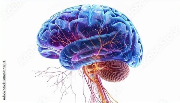 Fototapeta human brain on blue background