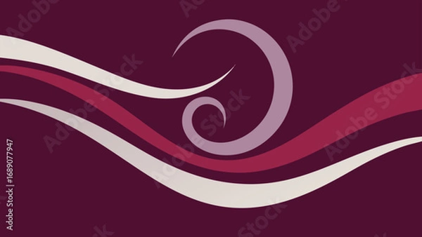 Fototapeta Swirling Abstract Waves In Burgundy Cream And Purple Hues background curves