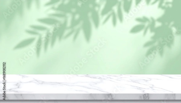 Fototapeta Marble tabletop with leaf shadows