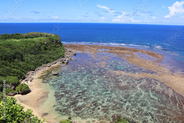 Obraz 崖上から見たビーチ