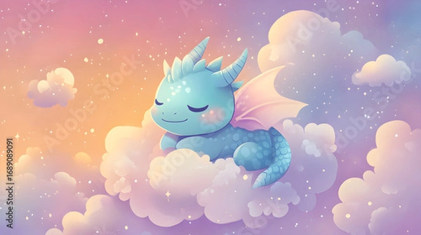 Obraz dragon blue sky and clouds