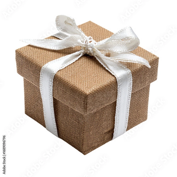 Fototapeta gift box with white ribbon isolated on white background
