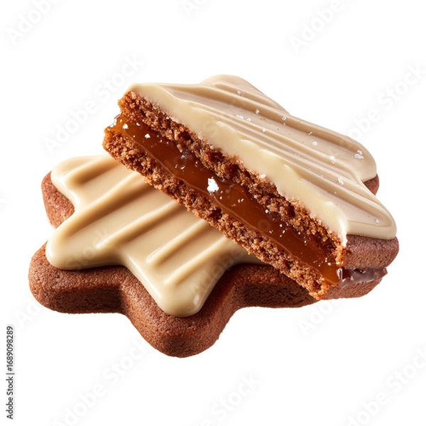 Fototapeta holiday gingerbread cookie covered with white chocolate
