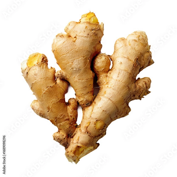 Fototapeta fresh ginger root on white background top view
