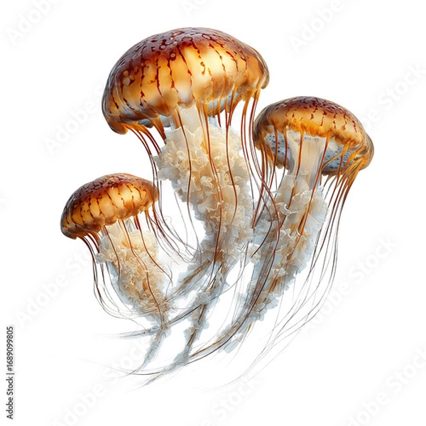 Fototapeta jellyfish tentacles with dynamic floating motion
